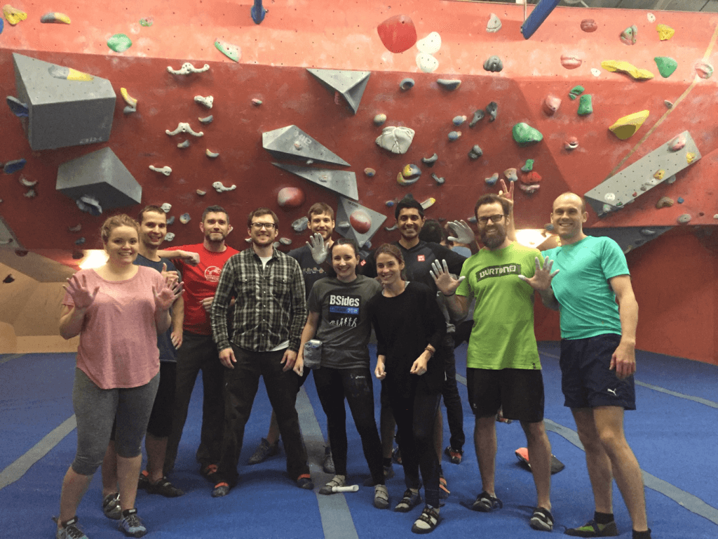 Rock climbing with the engineering team