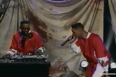 Gif of DJ Jazzy Jeff and Will Smith