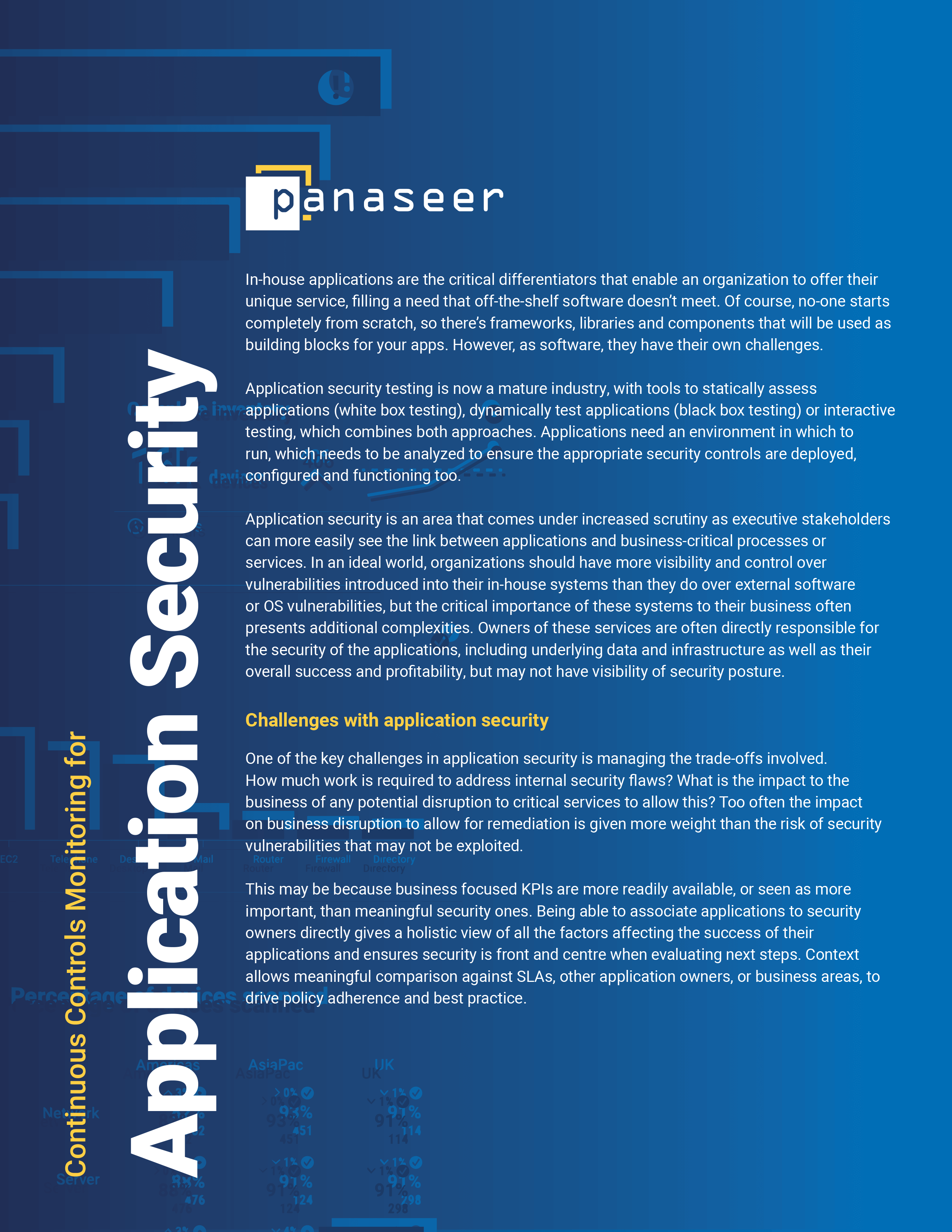 Front cover of Panaseer's Application Security Solutions brief