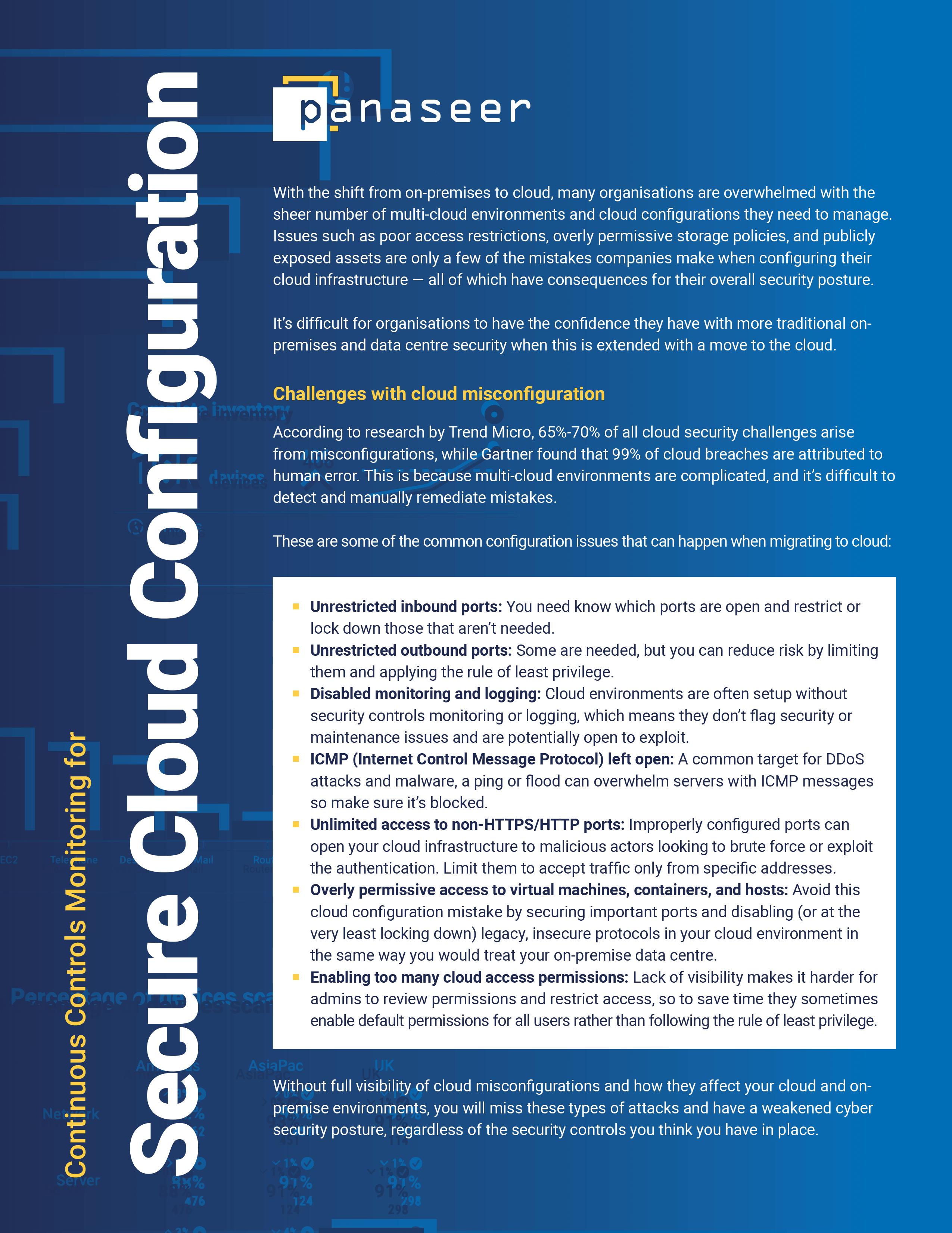 Front cover of Panaseer's Secure Cloud Configuration Solutions Brief