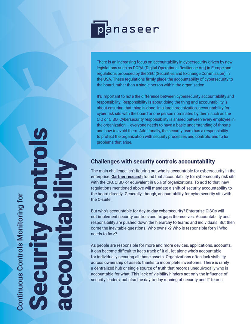 Front cover of security controls accountability solutions brief
