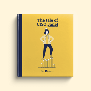 Animated front cover of a book about a CISO called Janet